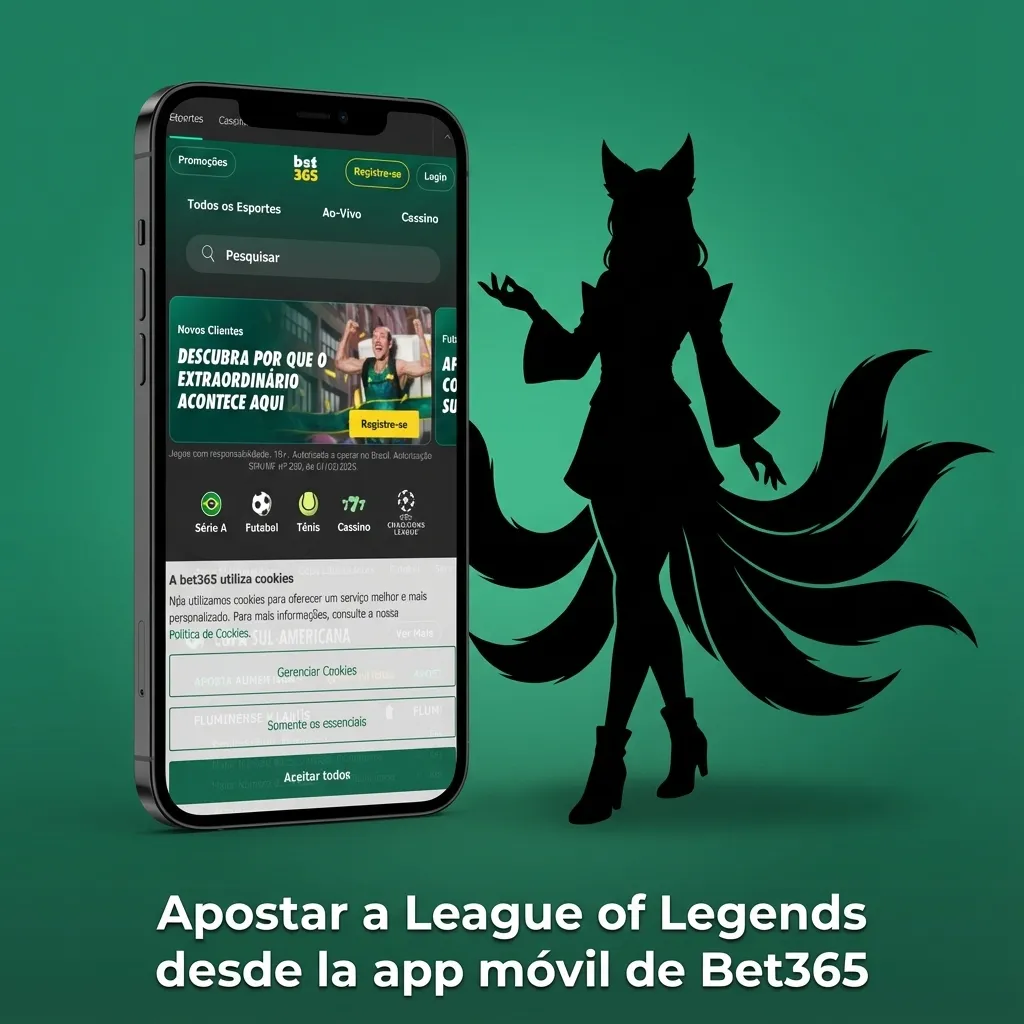 Mano sosteniendo un smartphone con la app de Bet365 abierta mostrando apuestas en vivo de League of Legends en Chile