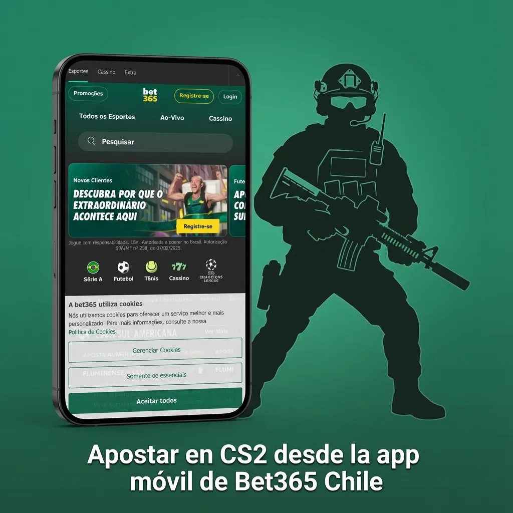 Persona usando la app móvil de Bet365 Chile para apostar en vivo en CS2 desde su celular
