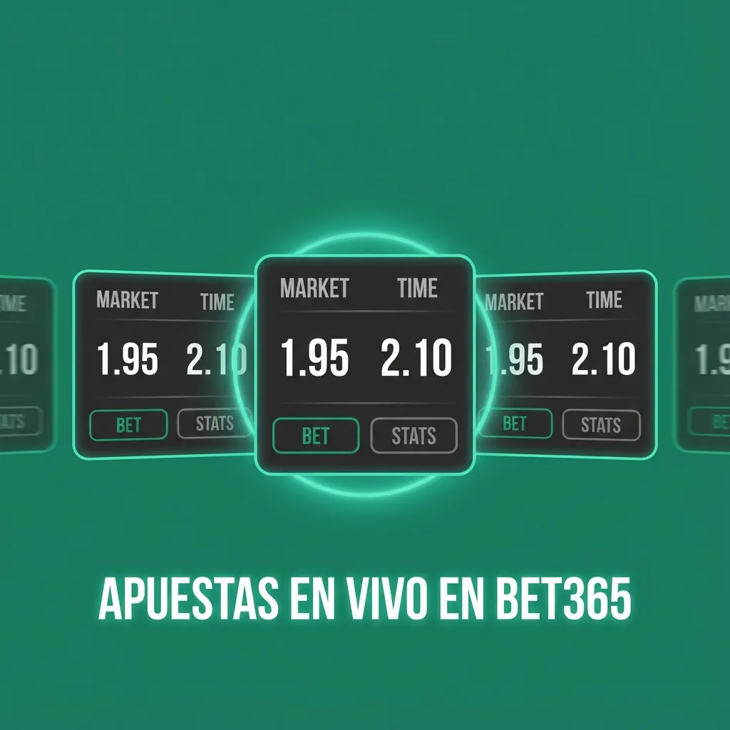 Interfaz de Bet365 con apuestas deportivas en vivo, cuotas cambiantes y estadísticas en tiempo real durante un partido