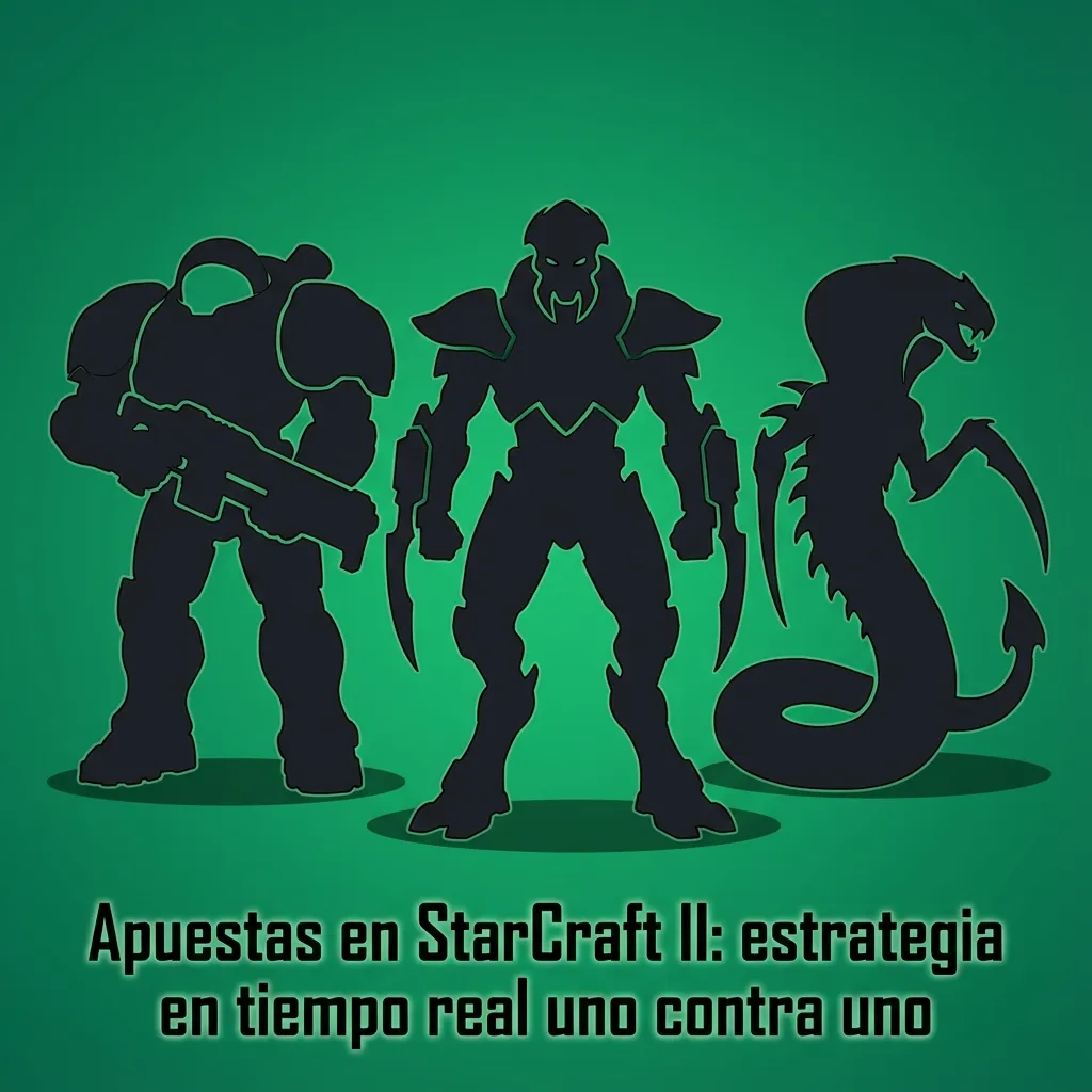 Interfaz de StarCraft II con dos ejércitos enfrentados en mapa táctico, destacando apuestas y torneos competitivos 1v1