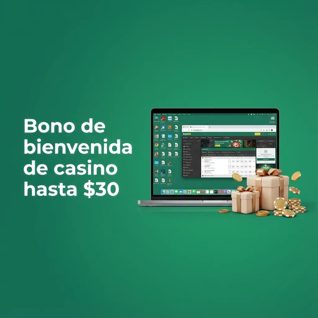 Banner de casino en línea en Chile que anuncia bono de bienvenida de hasta $30 para nuevos jugadores tras su primer depósito