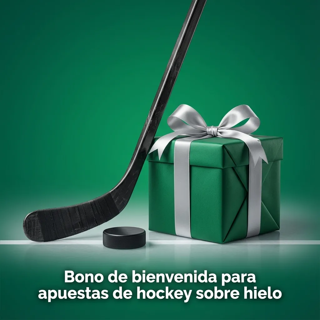 Banner de bono de bienvenida Bet365 para apuestas de hockey sobre hielo en Chile, con jugador y texto promocional destacado
