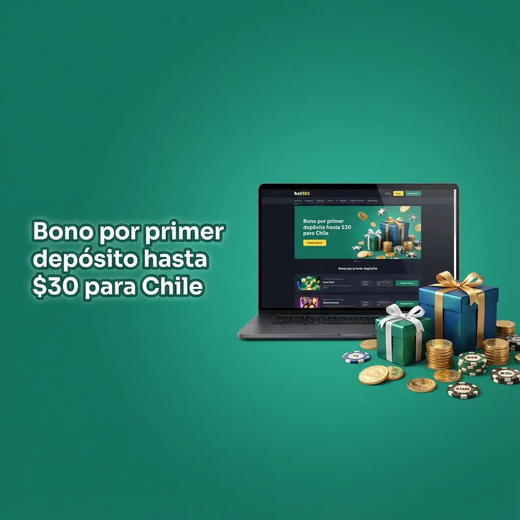 Banner que anuncia bono de bienvenida hasta $30 por primer depósito para nuevos usuarios en Chile, con detalles de requisitos