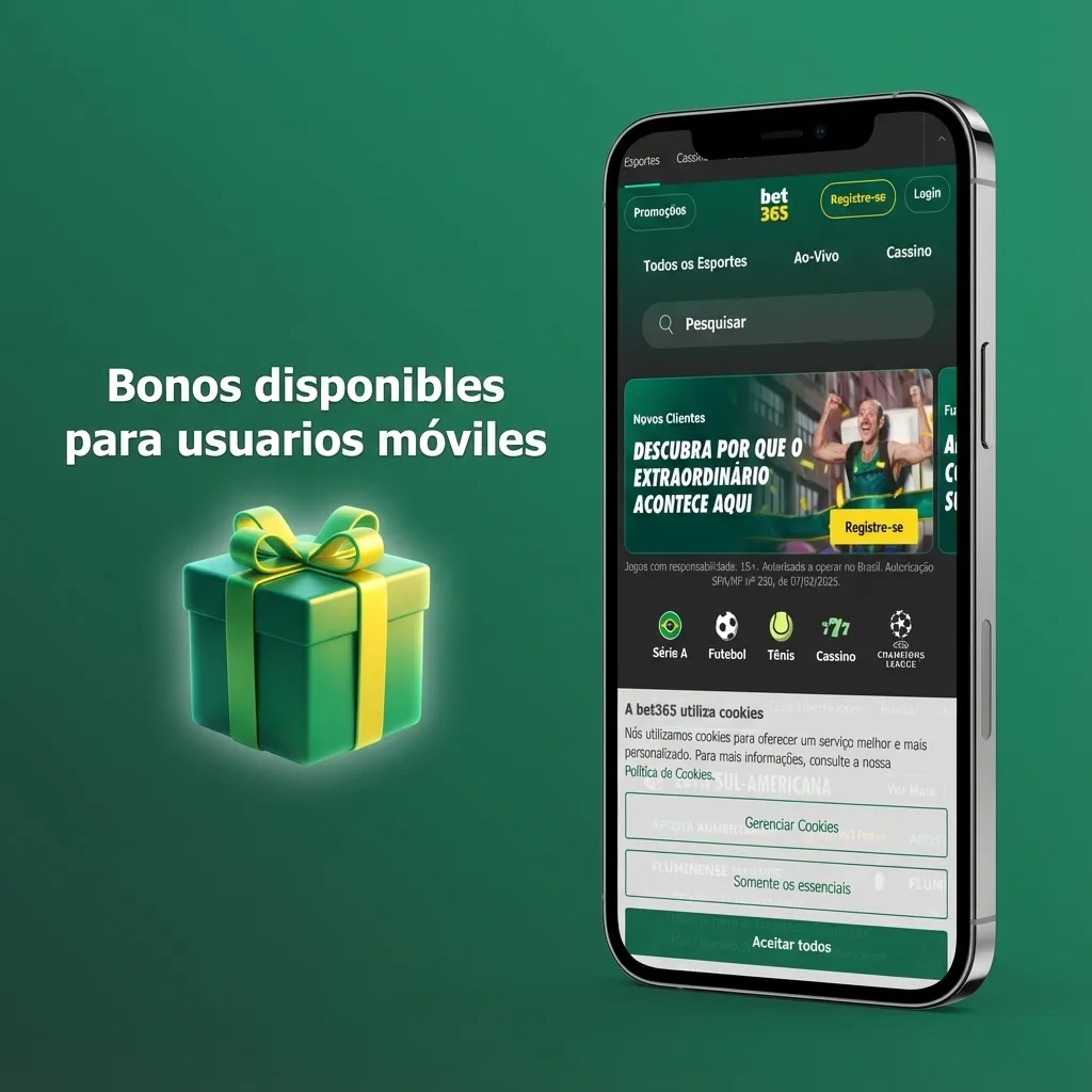 Ilustración móvil mostrando bonos de bienvenida, free bets y promociones de apuestas deportivas y casino para usuarios de app