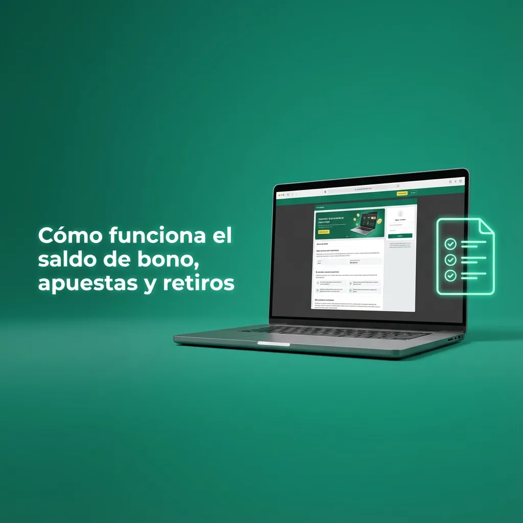 Infografía en español que explica saldo real vs saldo de bono, requisitos de apuesta y condiciones para retirar bonos de apuestas