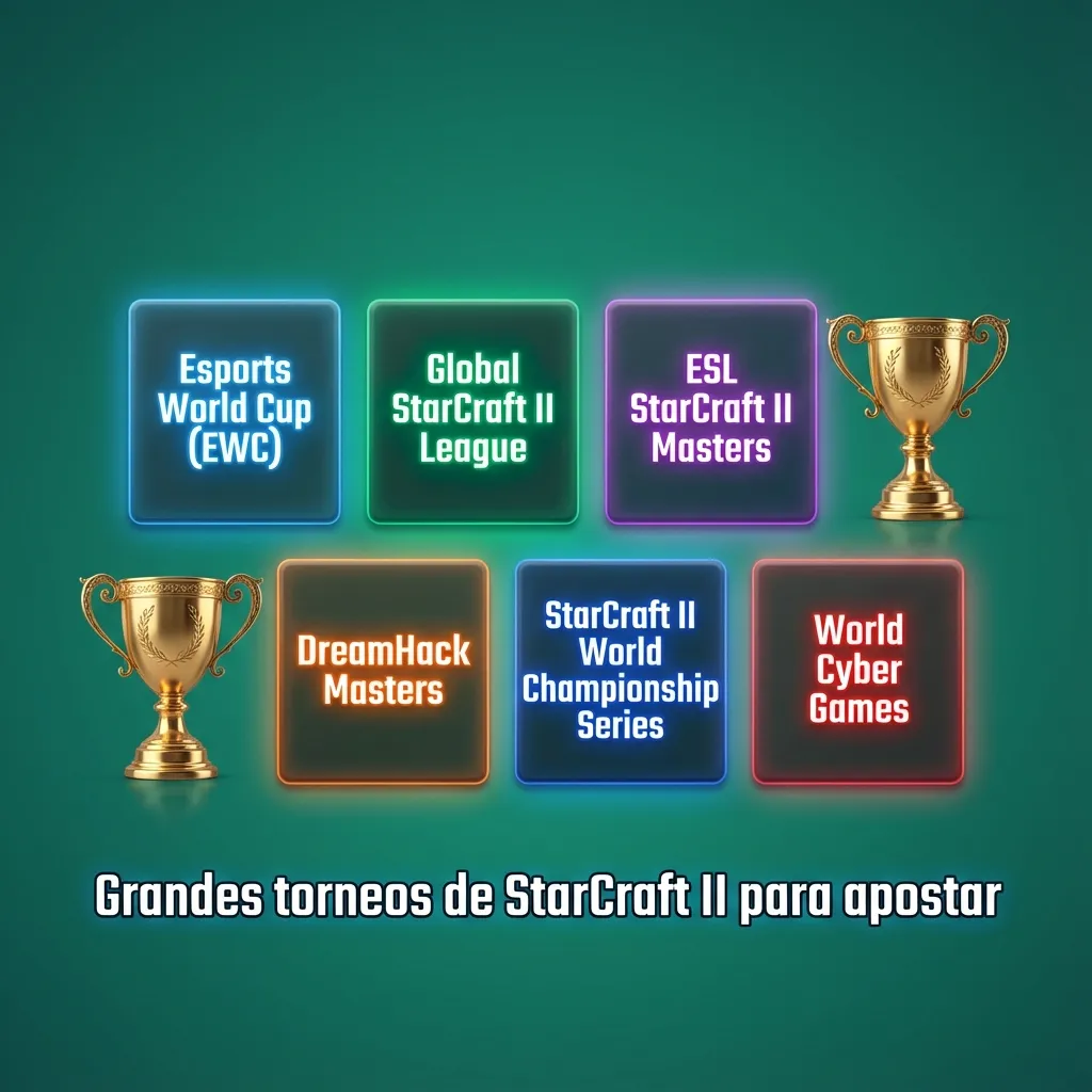 Collage de torneos de StarCraft II con jugadores profesionales en escena y logotipos de ligas, asociado a apuestas en Bet365