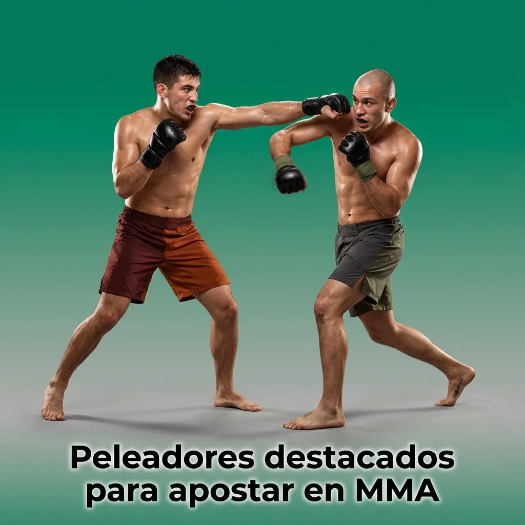 Ilustración de peleadores de MMA destacados con nombres y cuotas de apuesta en pantalla de Bet365.