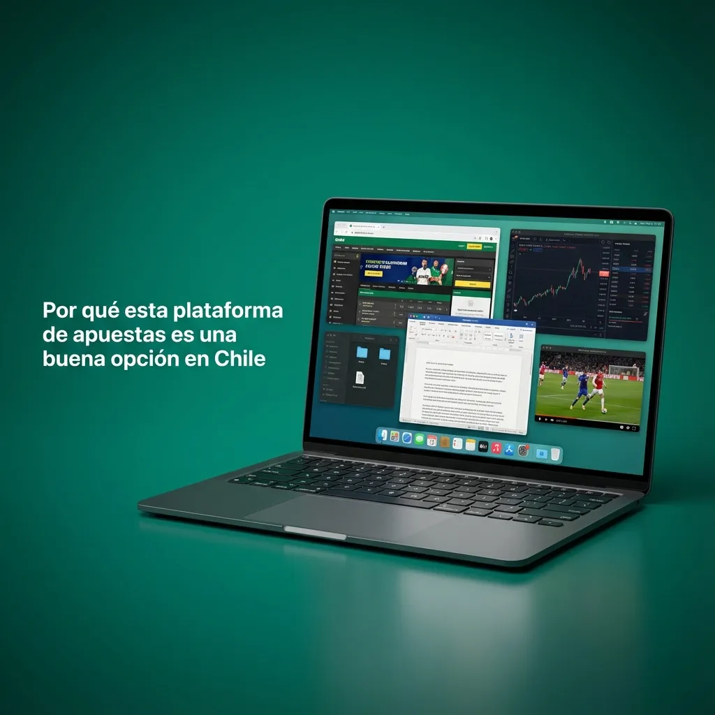 Interfaz de casa de apuestas online en Chile con deportes, casino en vivo y promociones destacadas en la pantalla.