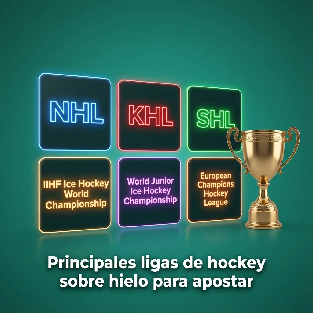 Pantalla de Bet365 mostrando lista de ligas de hockey sobre hielo internacionales para apostar