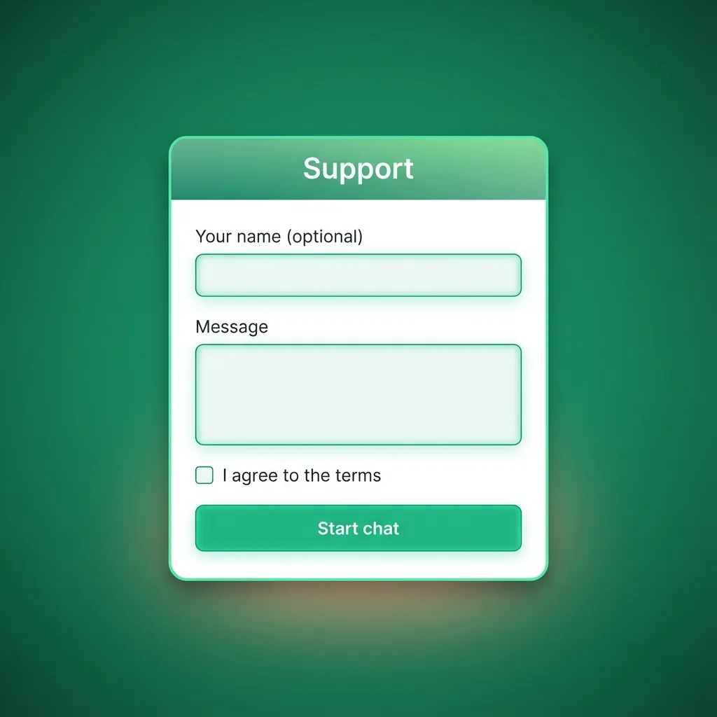 Ilustración de soporte al usuario de escritorio con iconos de chat, email, ayuda en línea y redes sociales.