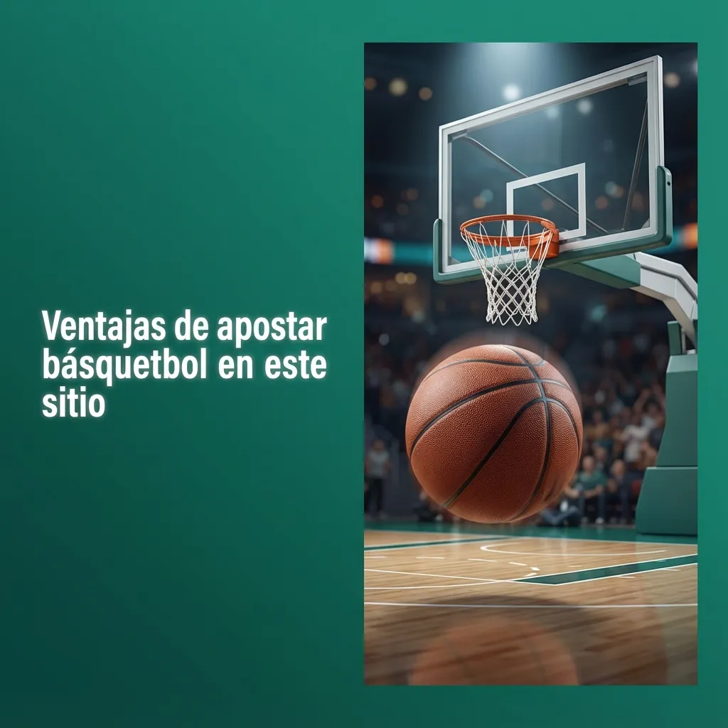 Banner en español sobre ventajas de apostar básquetbol en línea, con texto de ligas, cuotas, apuestas en vivo y app móvil