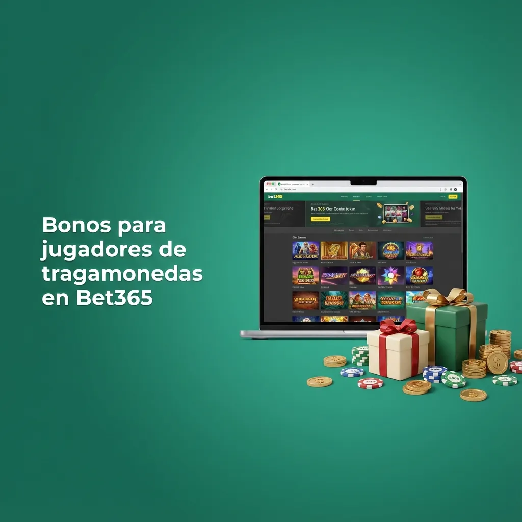 Banner de Bet365 en español que anuncia bonos y promociones para jugadores de tragamonedas en línea en Chile