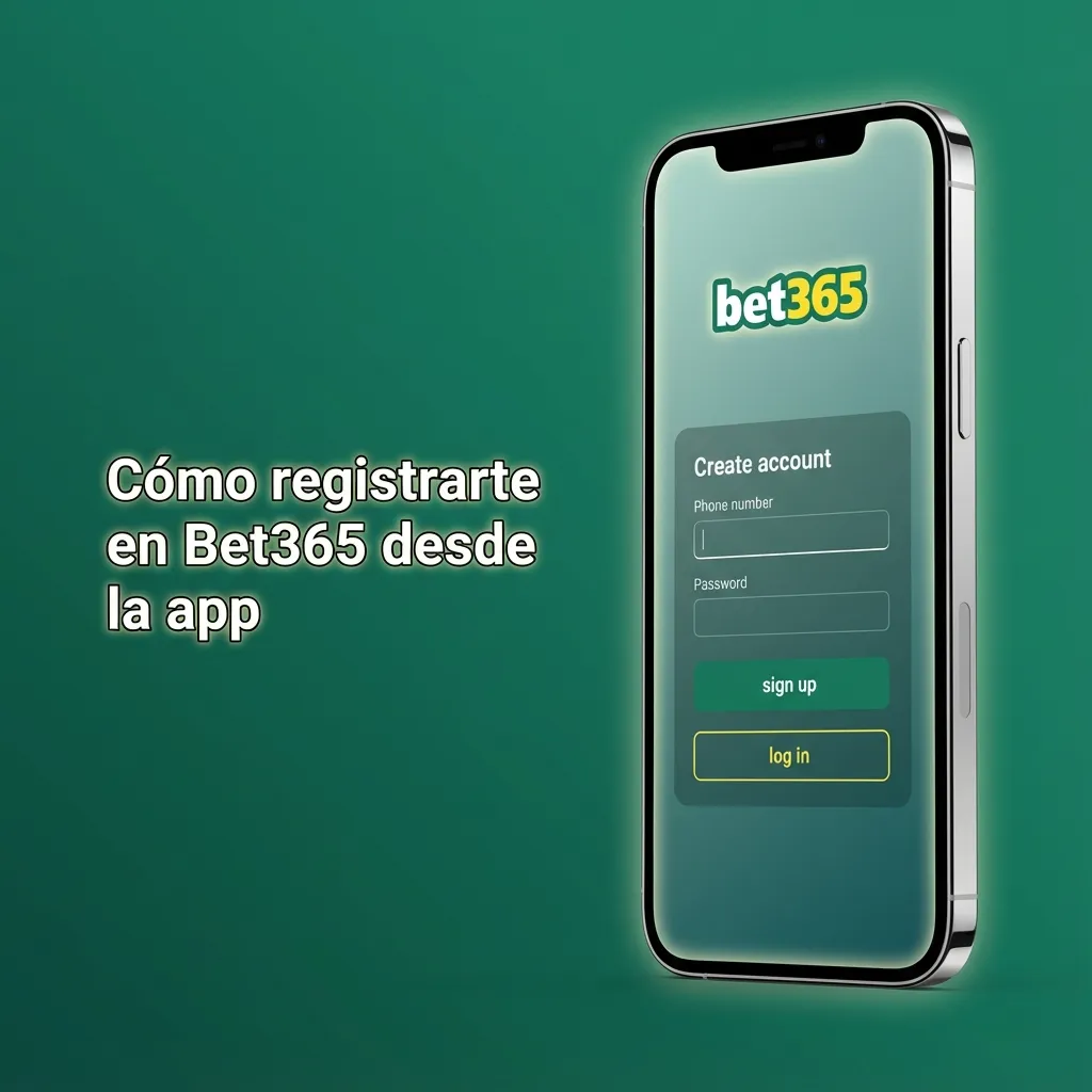 Pantalla de la app de Bet365 en español mostrando formulario de registro y pasos para crear y verificar la cuenta en Chile