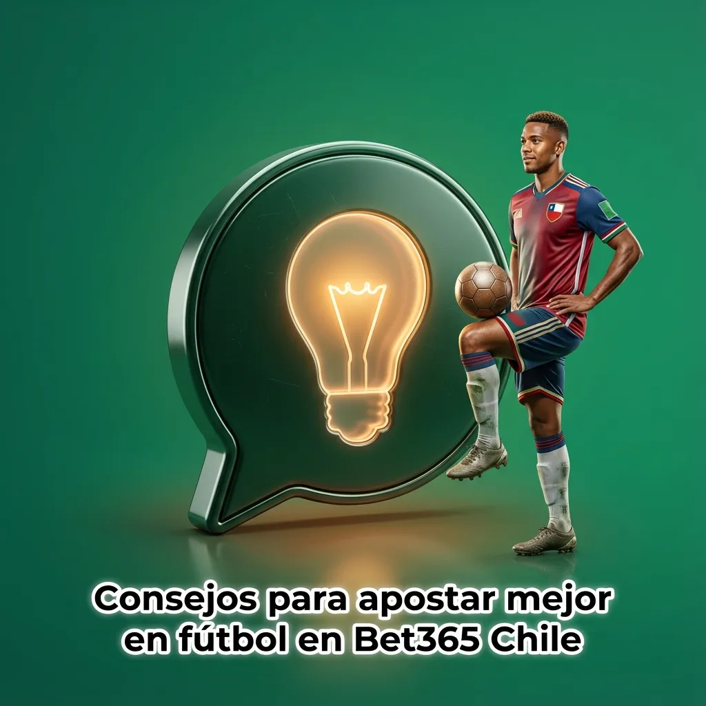Banner de Bet365 Chile con partido de fútbol y lista de consejos de análisis, historial y gestión de bankroll