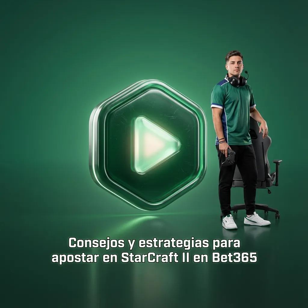 Pantalla de StarCraft II con interfaz de Bet365 y texto destacando consejos y estrategias para apostar de forma analítica
