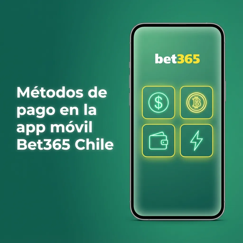 Pantalla de la app Bet365 Chile mostrando métodos de pago como Visa, Mastercard, Apple Pay, Skrill y transferencia bancaria