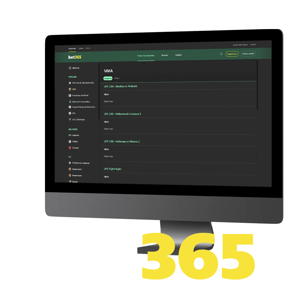 Apuesta en las mejores peleas de MMA y siente la adrenalina del octágono en Bet365.