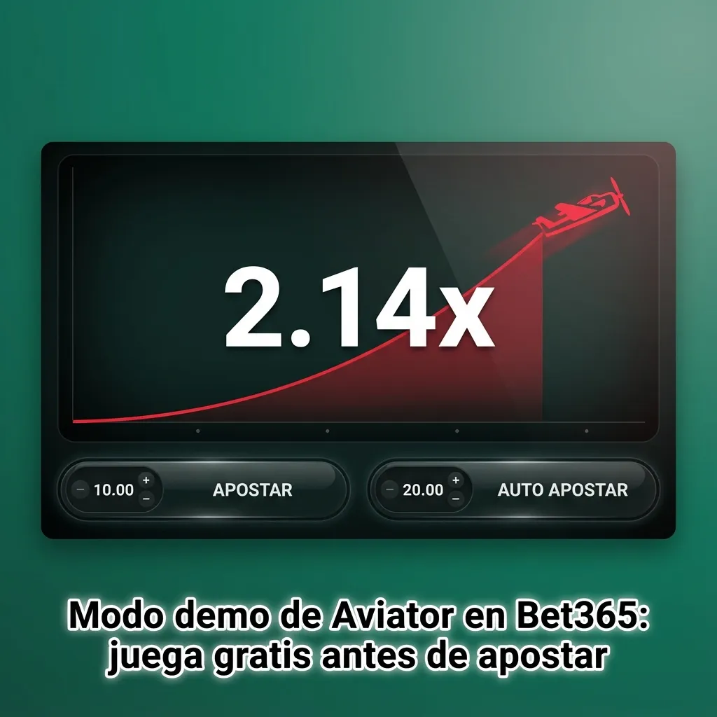 Pantalla de Aviator en Bet365 mostrando modo demo gratuito con avión, multiplicador y saldo virtual para practicar apuestas