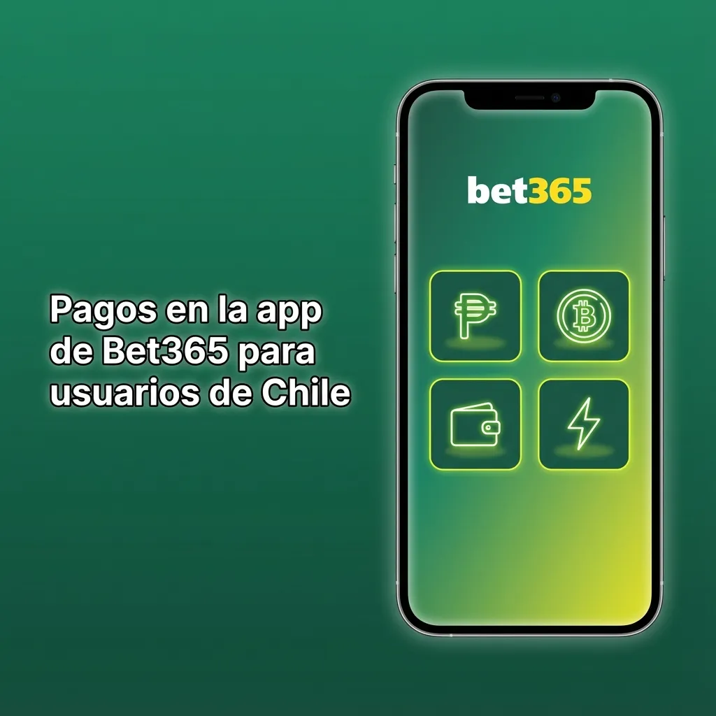 Pantalla de la app Bet365 en Chile mostrando opciones de depósito y retiro con tarjetas, billeteras digitales y banco
