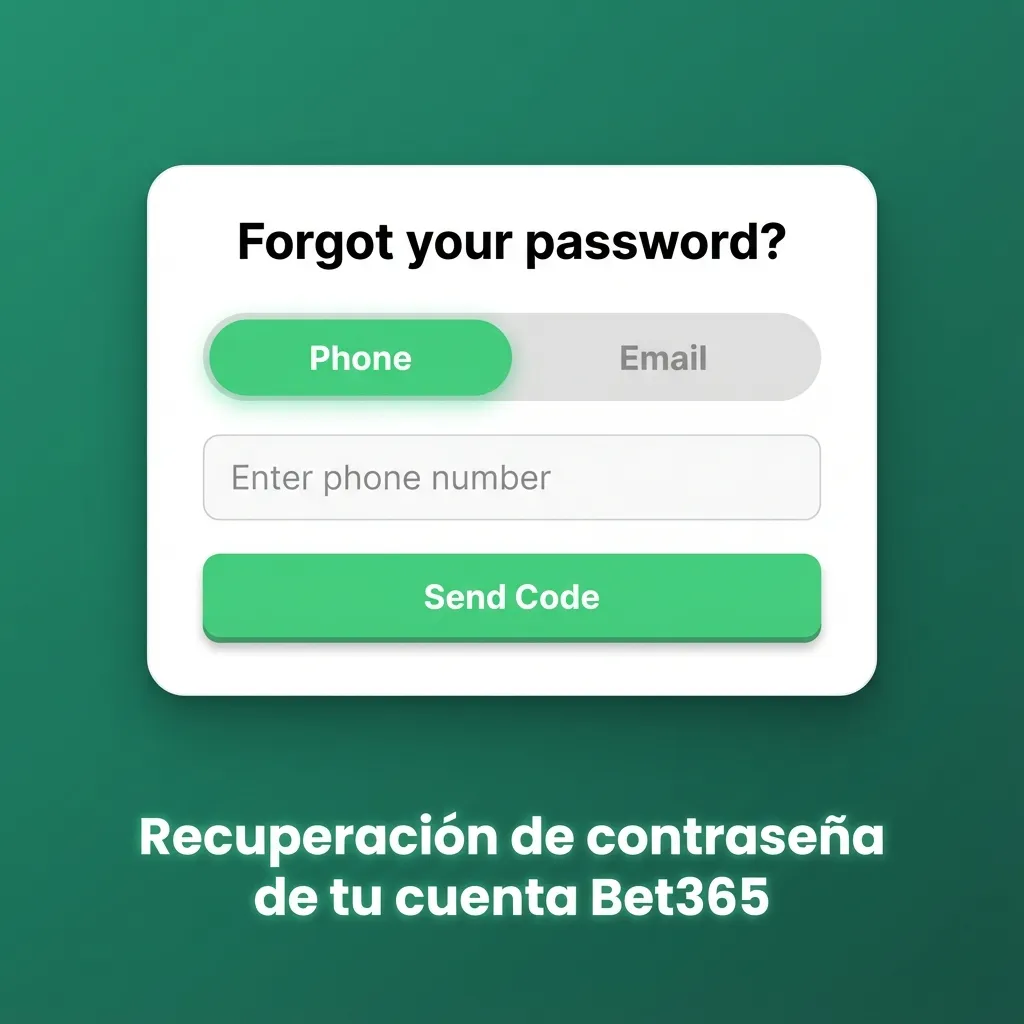 Pantalla de Bet365 con formulario de recuperación de contraseña y opciones de correo, SMS y seguridad en pasos numerados