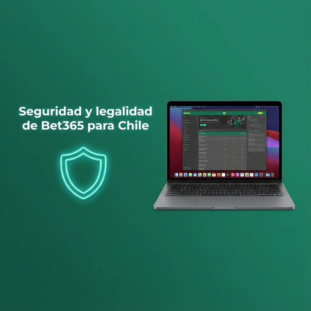Ilustración de Bet365 destacando seguridad, cifrado y licencias internacionales para usuarios de apuestas online en Chile