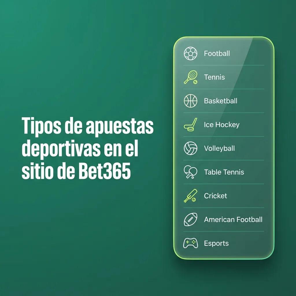 Interfaz de Bet365 mostrando opciones de apuestas deportivas en fútbol, tenis, básquetbol y deportes de motor.