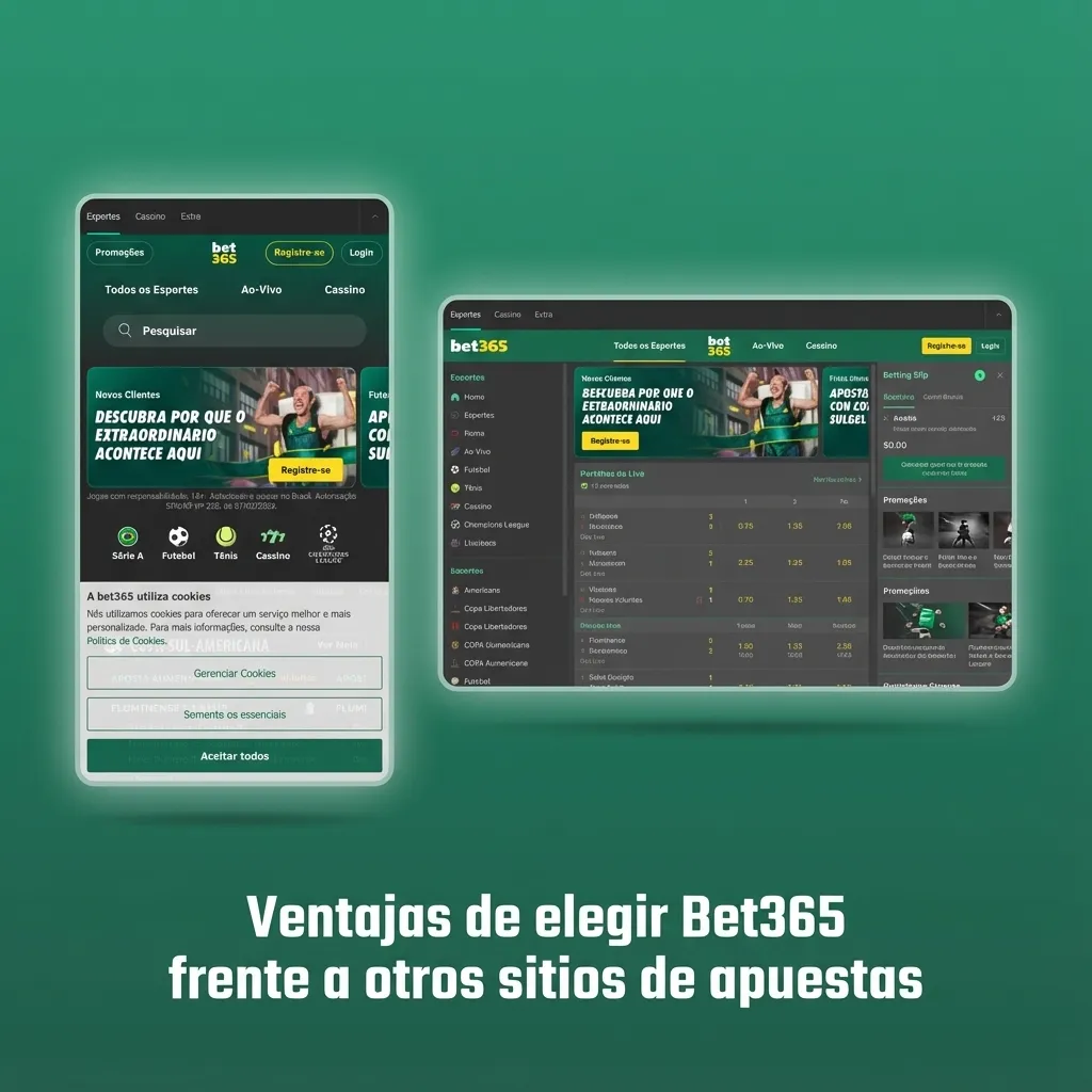 Gráfico sobre ventajas de Bet365: más mercados, apuestas en vivo, cash out, cuotas competitivas y soporte en español