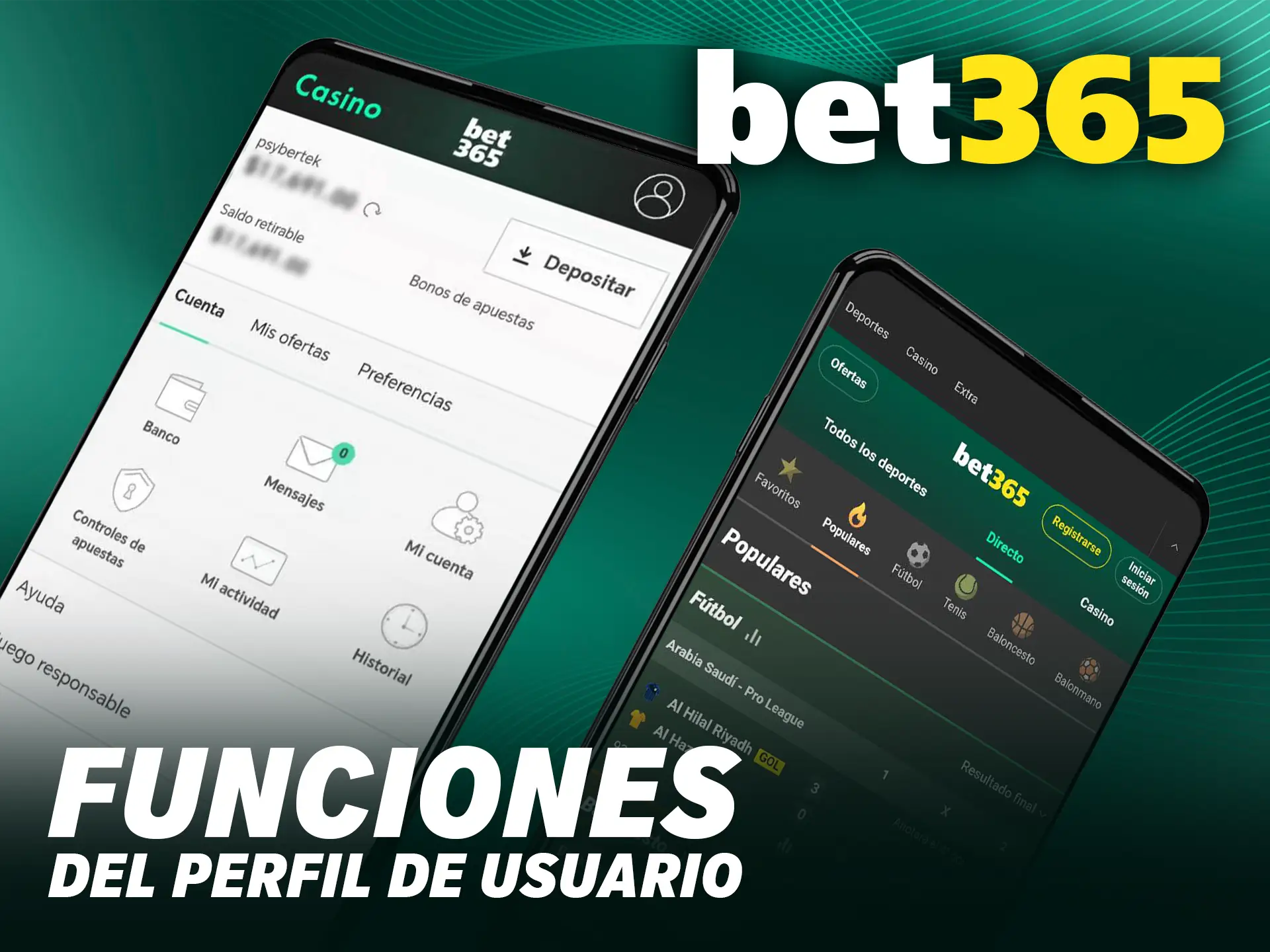 Gestiona las funciones del perfil de usuario en Bet365 para personalizar tu experiencia.