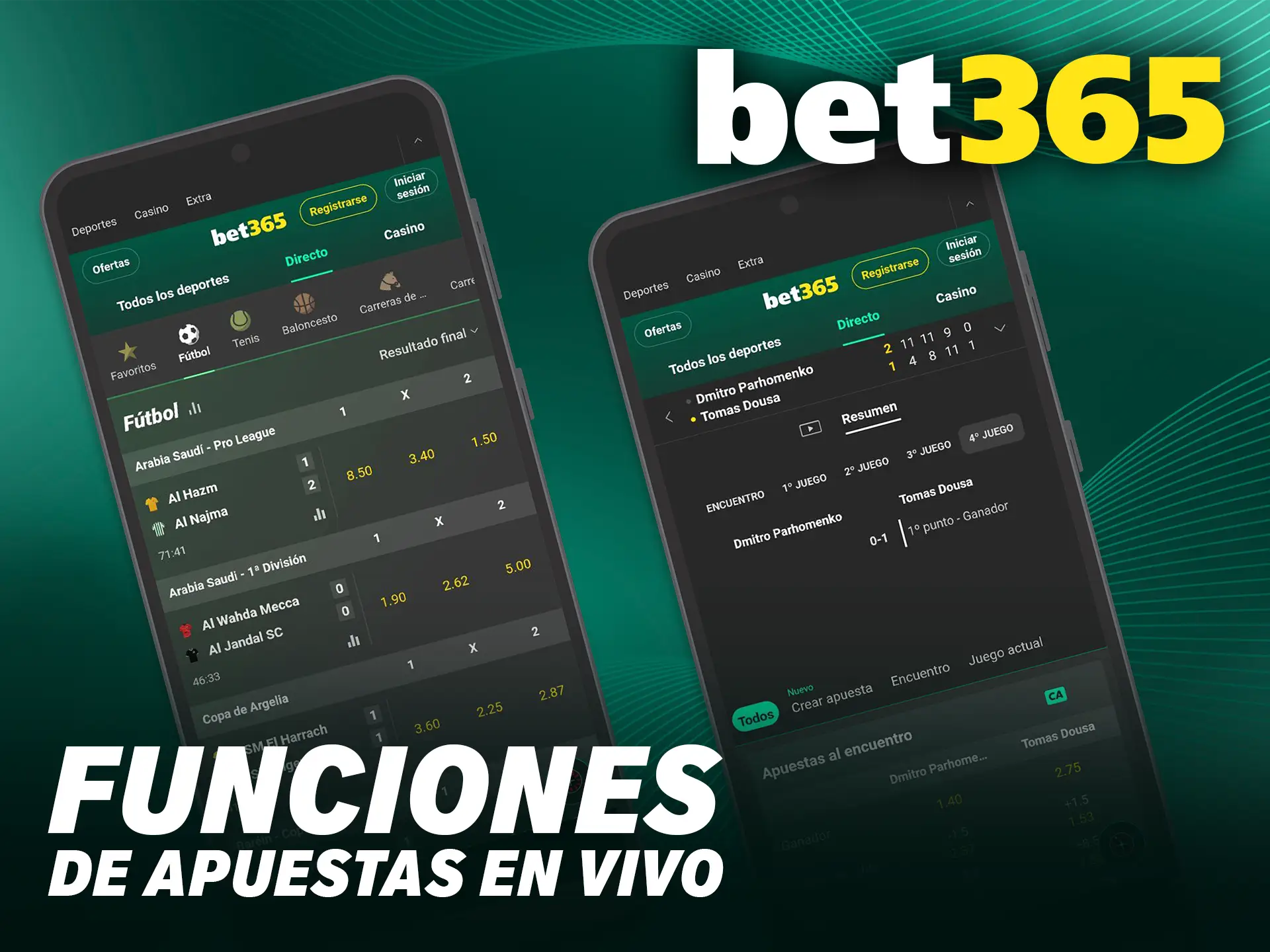 Aprovecha las funciones de apuestas en vivo para reaccionar a cada jugada en Bet365.