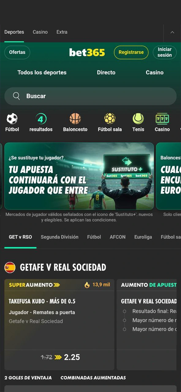 Explora la interfaz y experiencia visual de la app inicio para navegar fácilmente en Bet365.