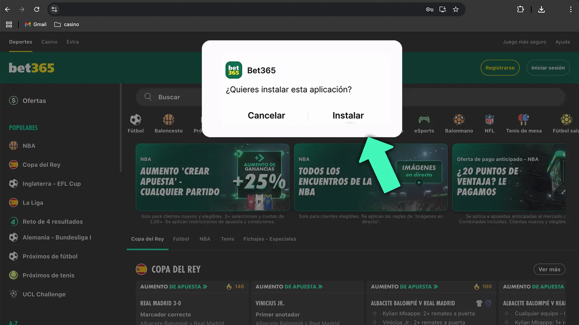 Ejecuta el archivo de instalación al descargar la app de Bet365 para Windows y configura tu plataforma de apuestas.