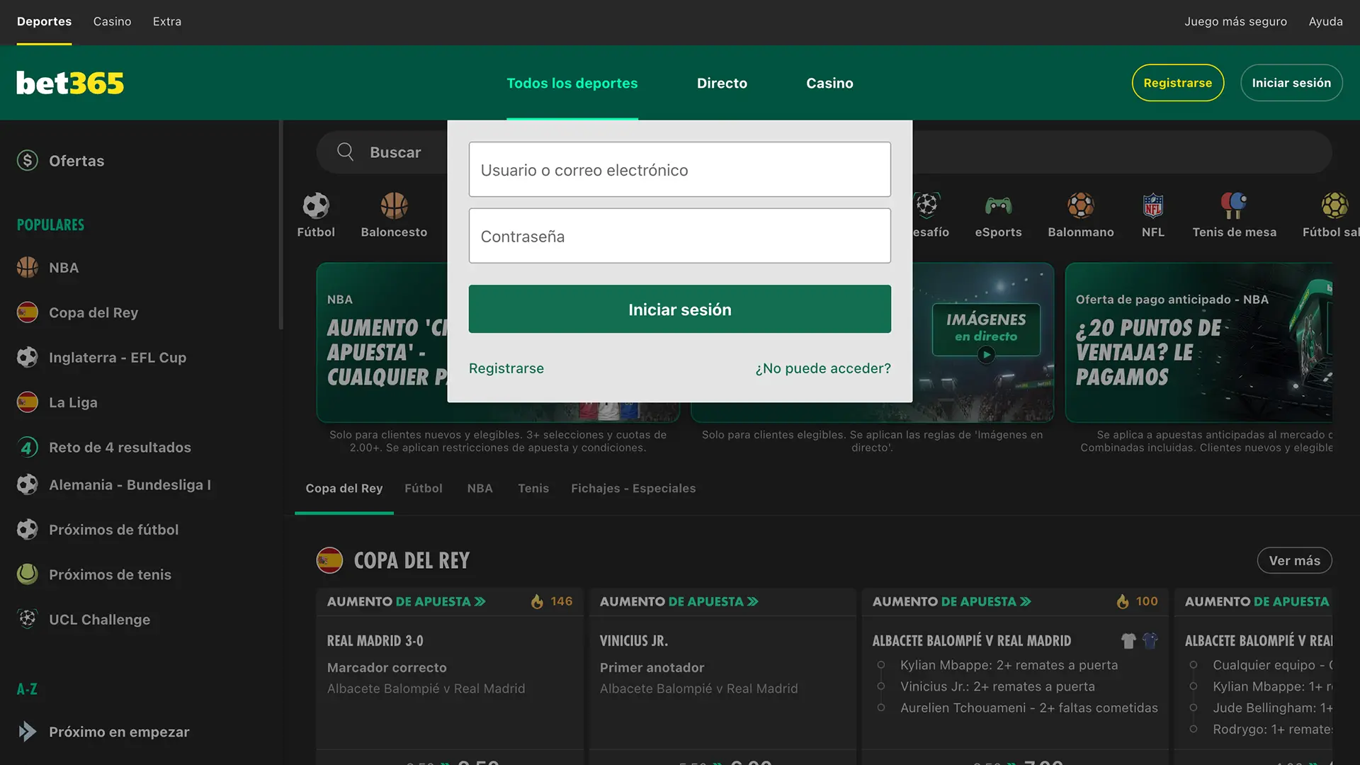 Inicia sesión o crea tu cuenta al descargar la app de Bet365 para Windows y comienza a ganar.