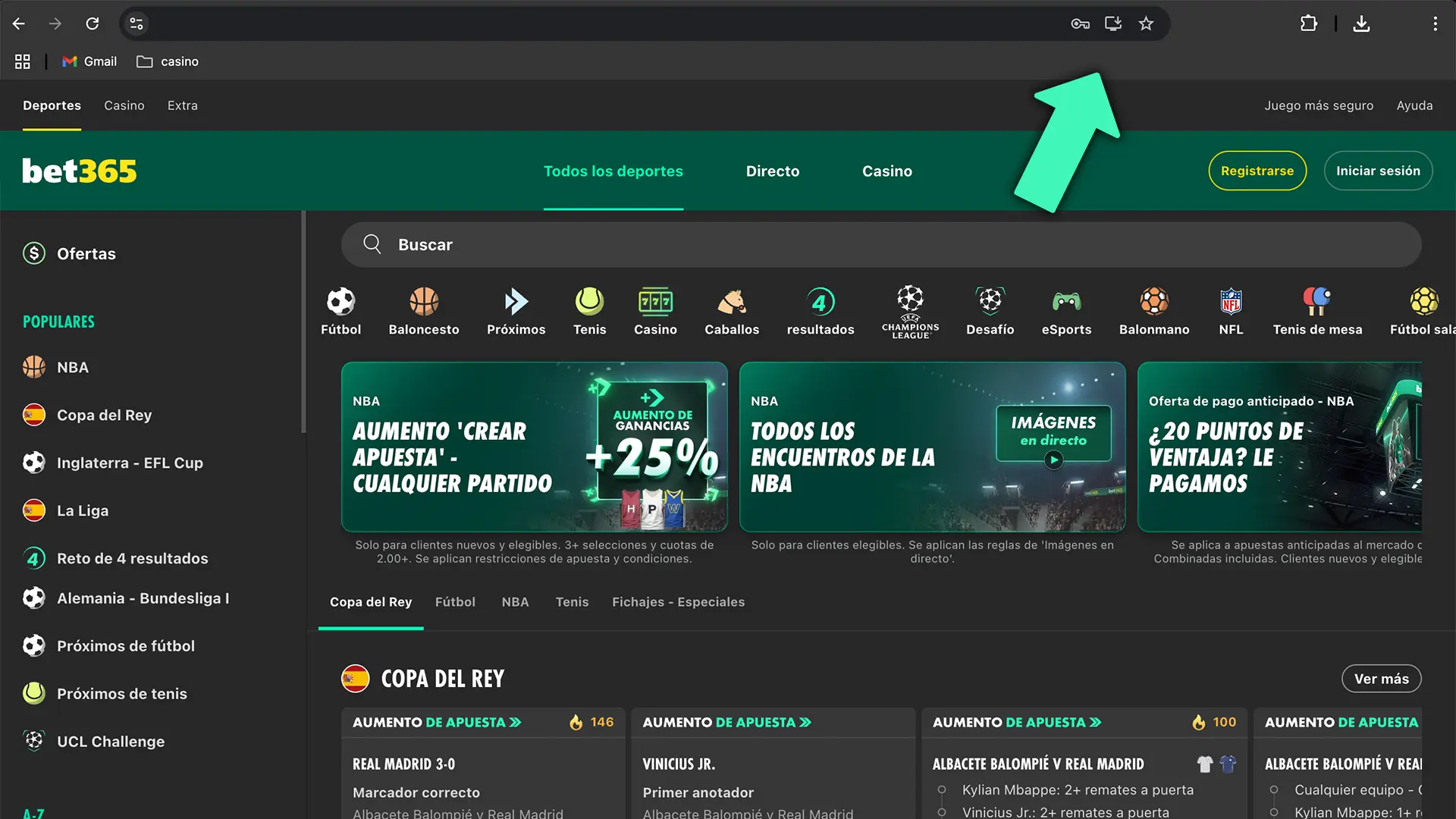 Descarga el instalador oficial al descargar la app de Bet365 para Windows para acceder a todas las funciones.