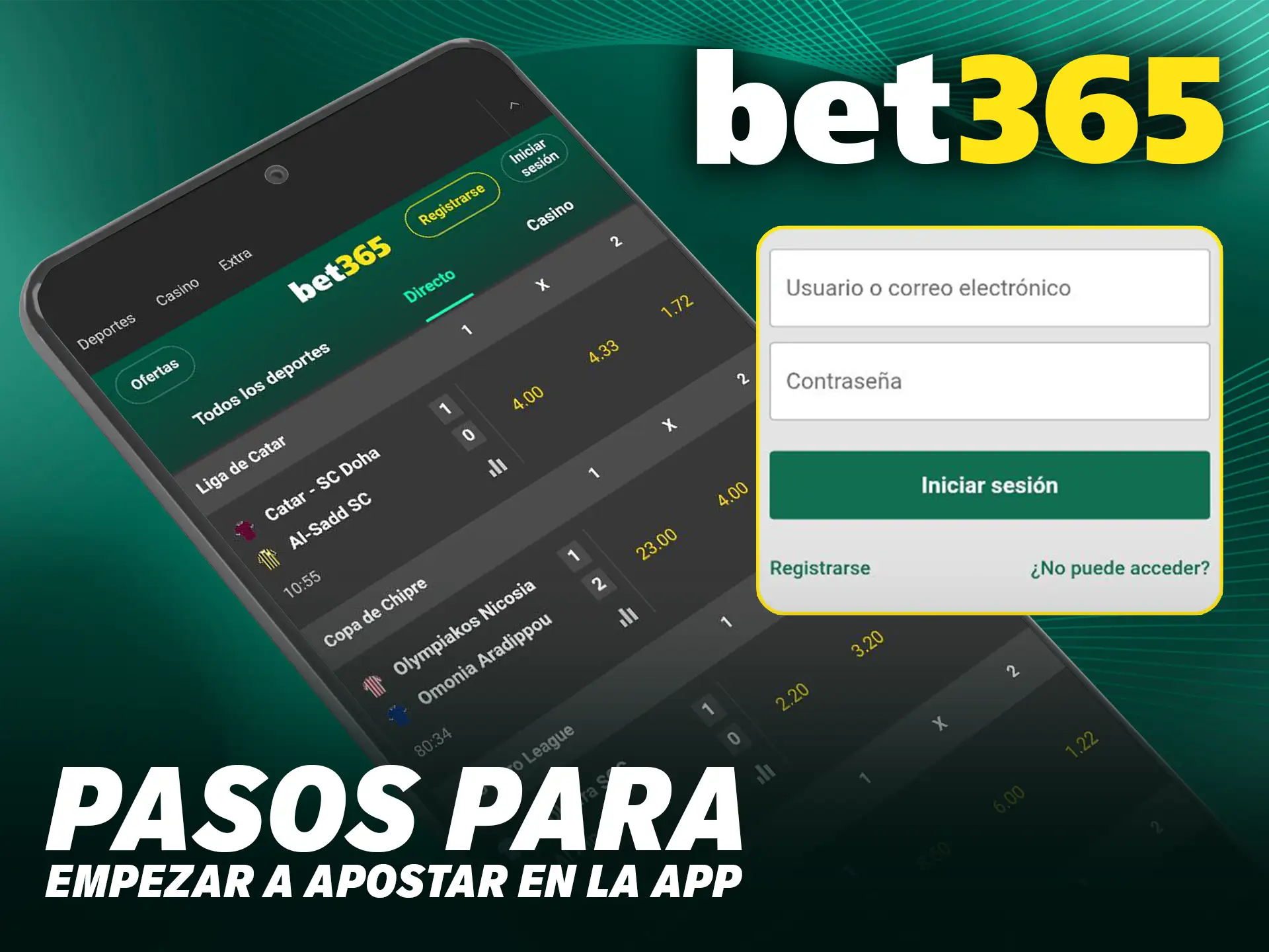 Sigue los pasos para empezar a apostar en la app de Bet365 y realiza tu jugada ganadora.