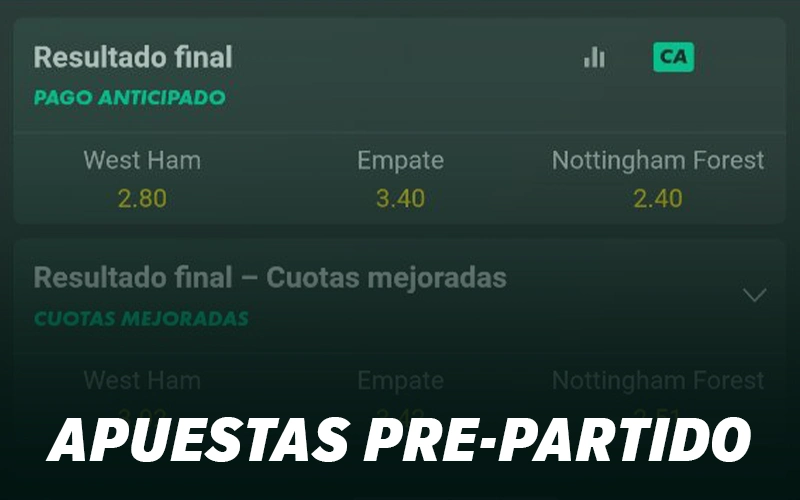 Analiza tus apuestas pre‑partido y asegura tus cuotas antes del inicio en Bet365.
