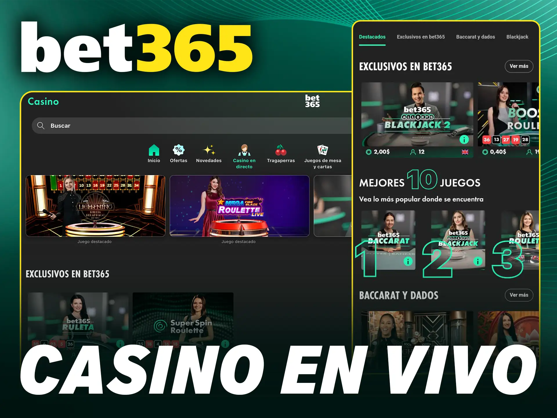 Interactúa en el casino en vivo de Bet365 con crupieres profesionales en tiempo real.