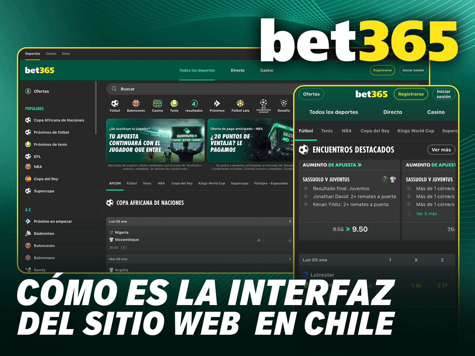Explora cómo es la interfaz del sitio web de Bet365 en Chile y navega con total fluidez.