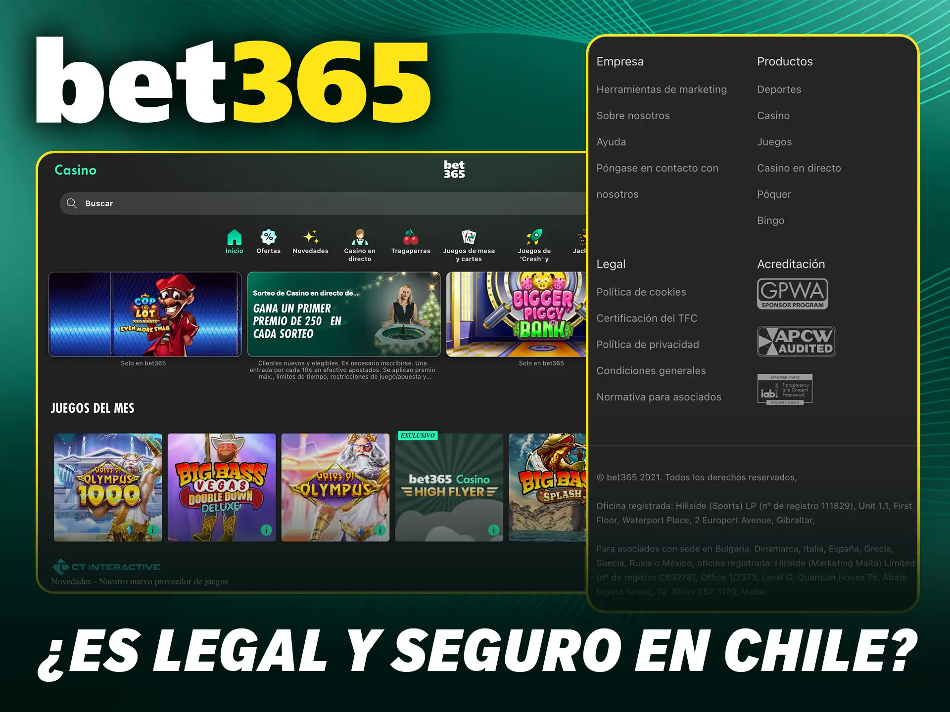 Confirma que Bet365 es legal y seguro en Chile para todas tus apuestas online.