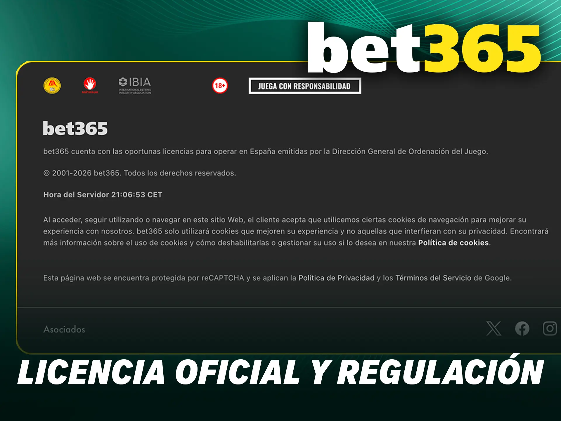 Verifica la licencia oficial y regulación de Bet365 para apostar con total confianza.