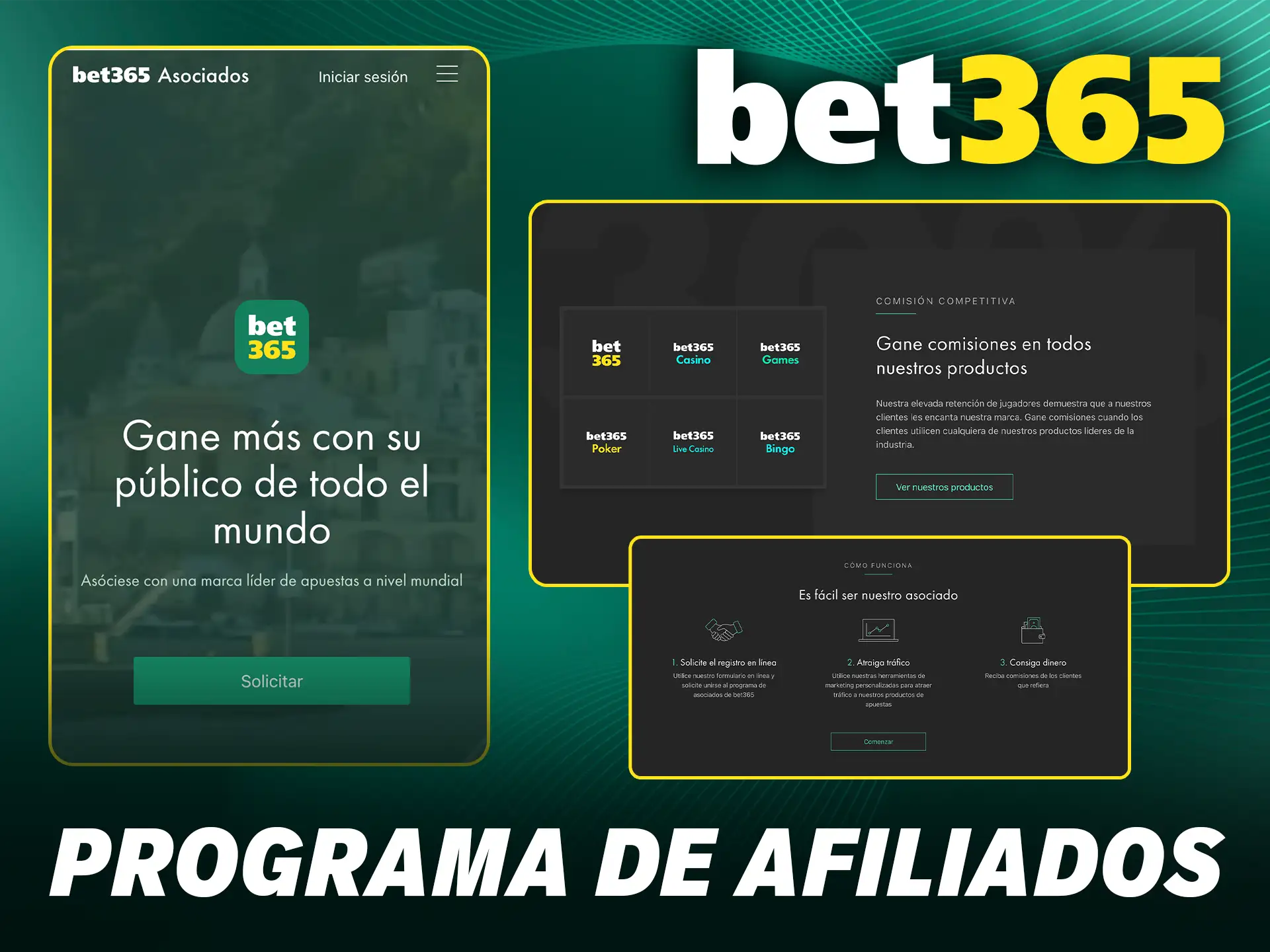 Participa en el programa de afiliados de Bet365 y genera ganancias promocionando al líder.