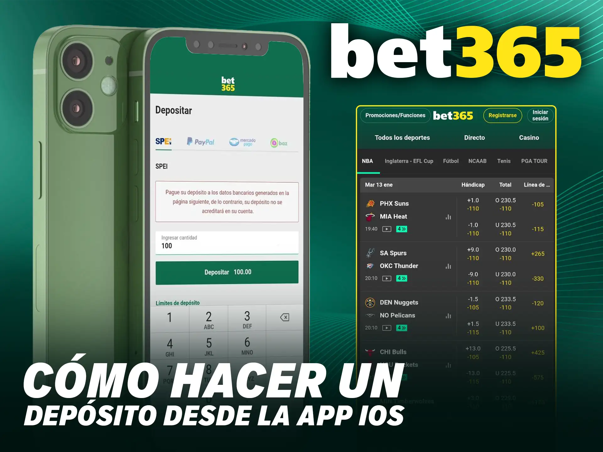 Aprende cómo hacer un depósito en Bet365 desde la app iOS usando métodos de pago locales.