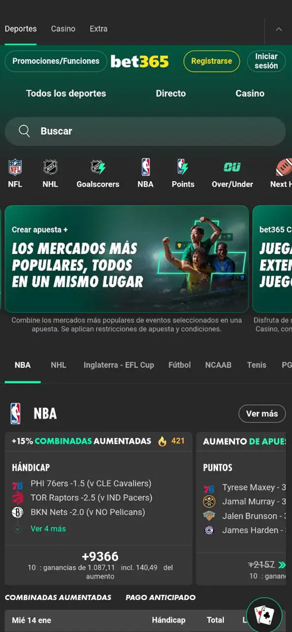 Abre la app en tu celular para iniciar el registro en la app móvil de Bet365 desde cualquier lugar.