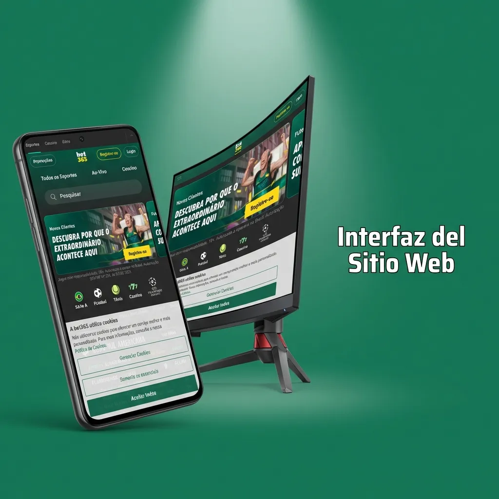 Interfaz Bet365 con barra de navegación, menú lateral de deportes y eventos en vivo con cuotas en tiempo real