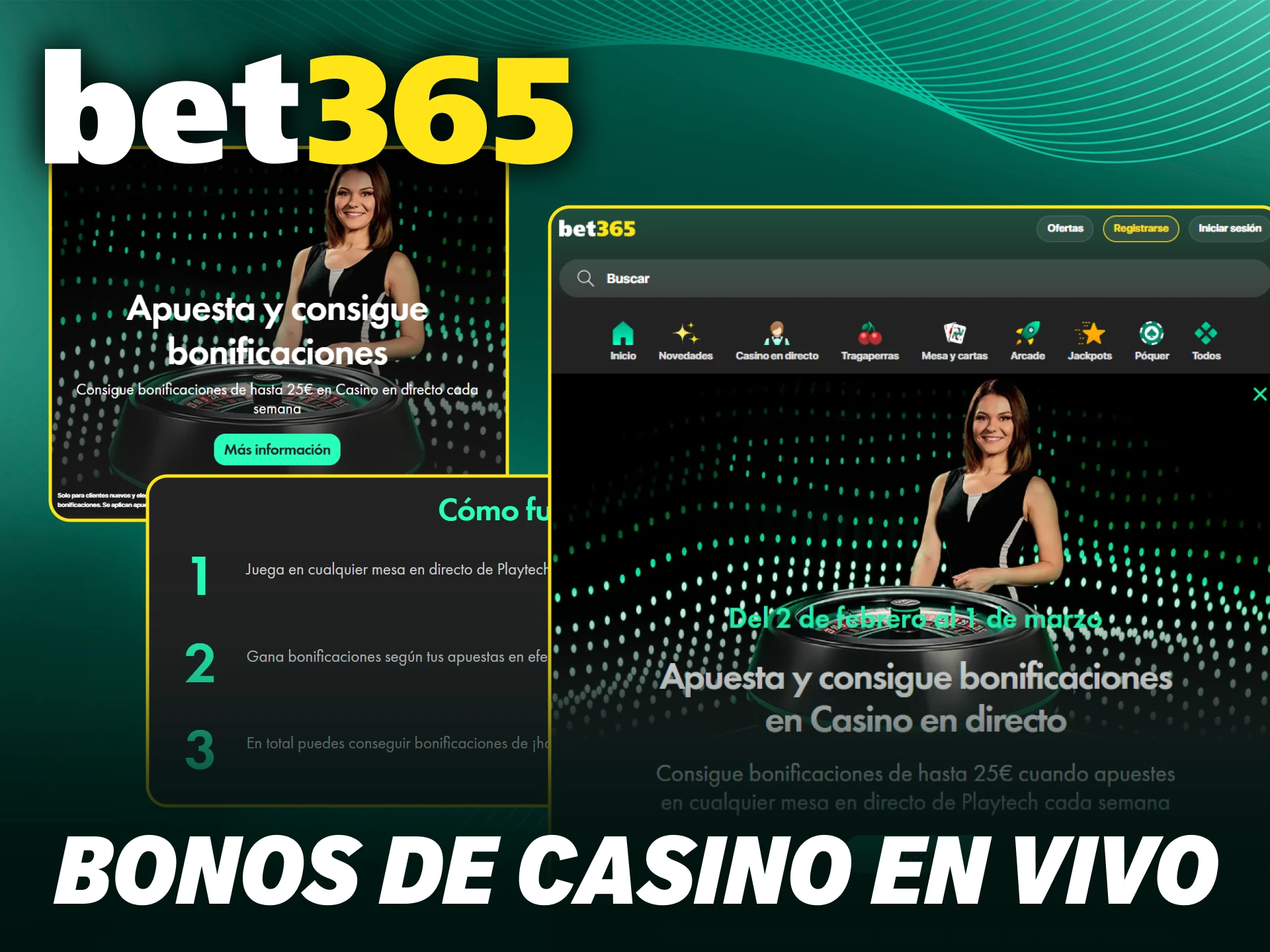 Juega en mesas en vivo usando el bono de casino de Bet365.