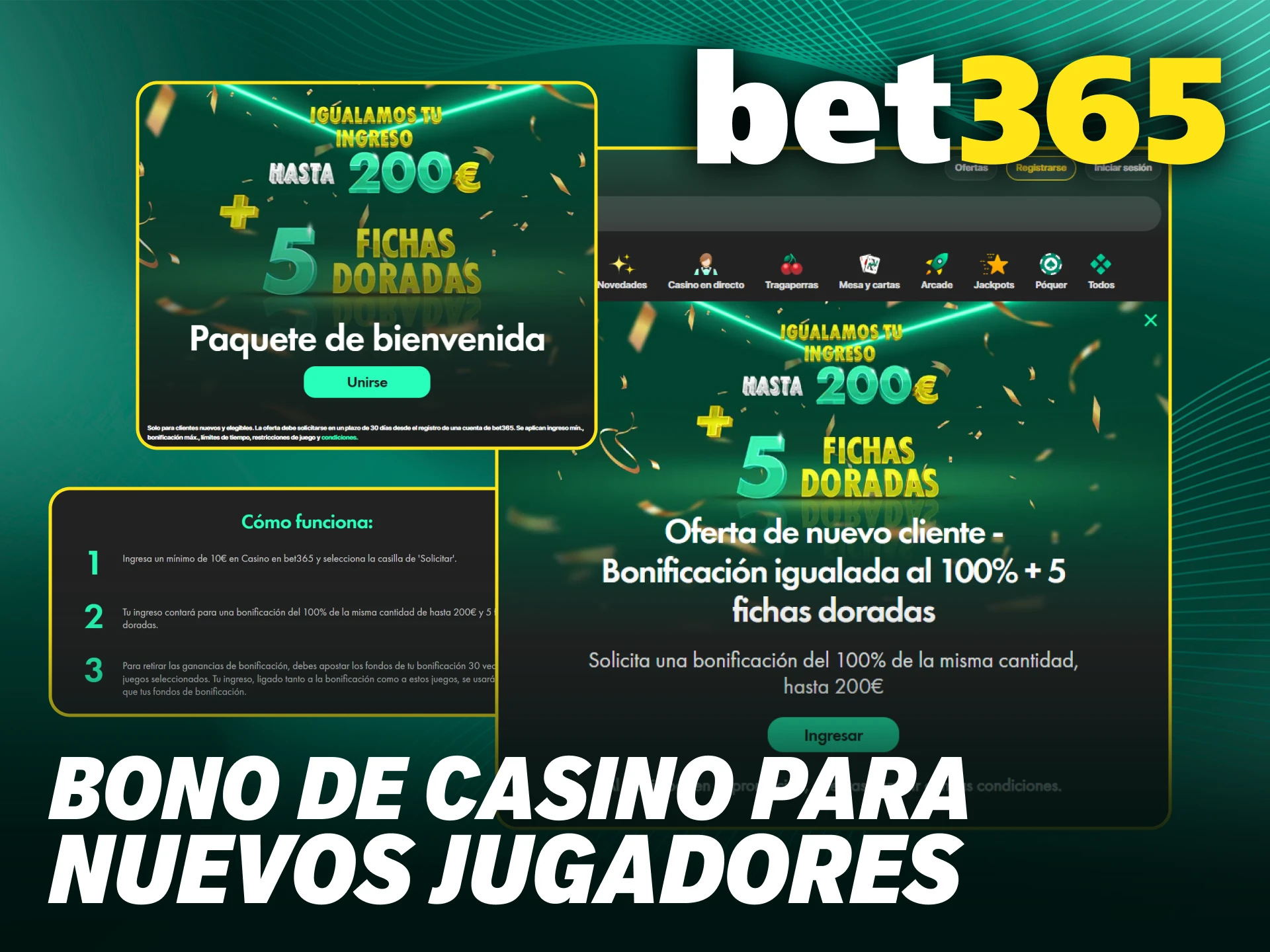 Consigue un bono de casino para nuevos jugadores al unirte a Bet365.