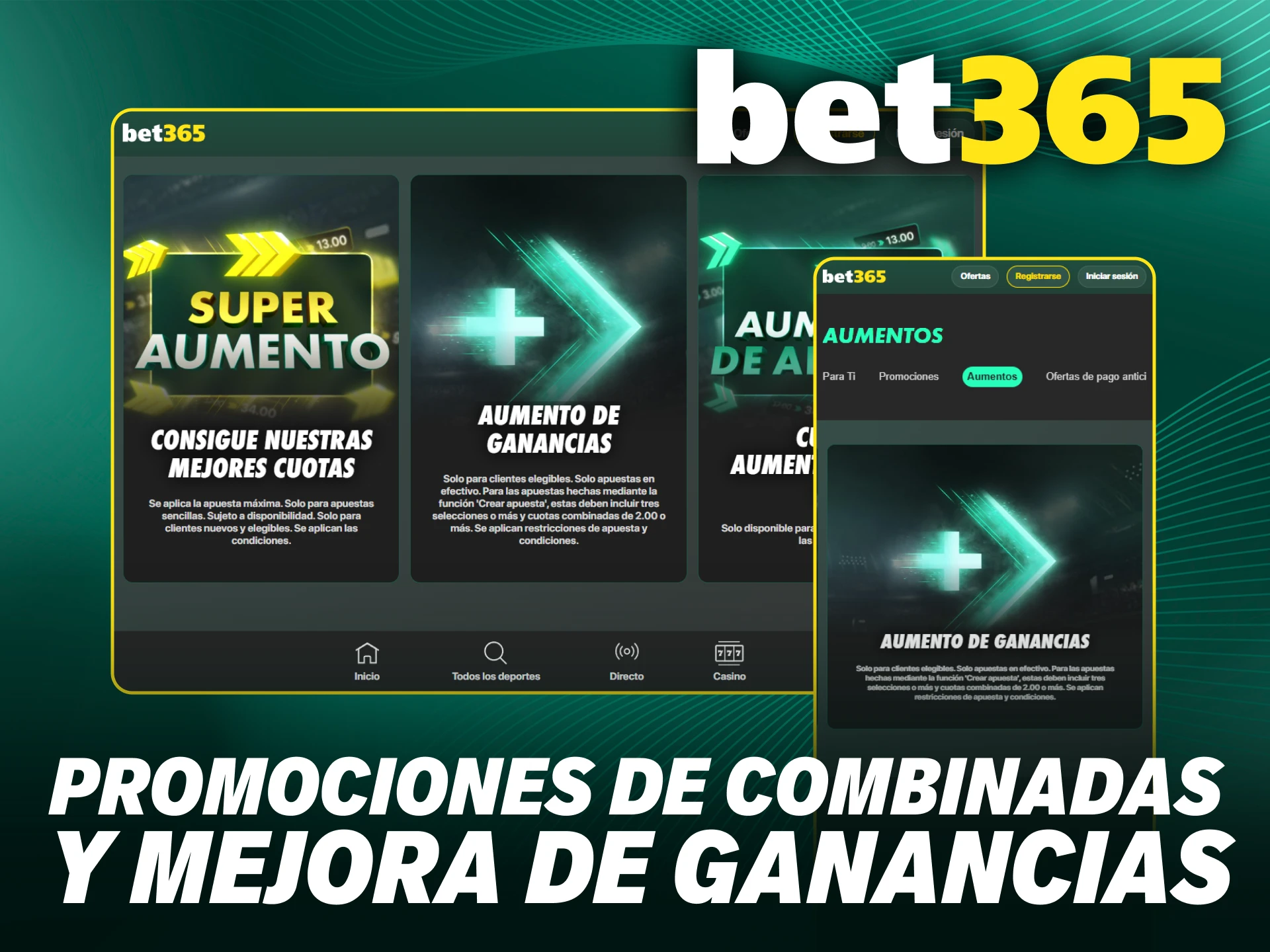 Mejora tus ganancias combinadas con el bono de apuestas deportivas en Bet365.