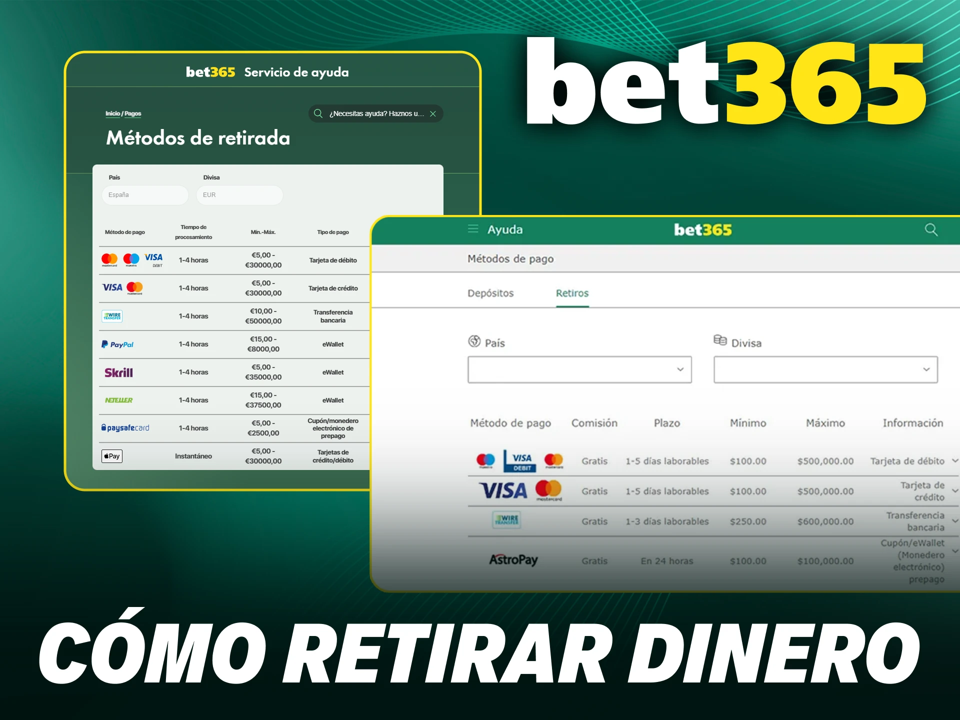 Solicita un retiro de dinero en Bet365 de forma muy segura.