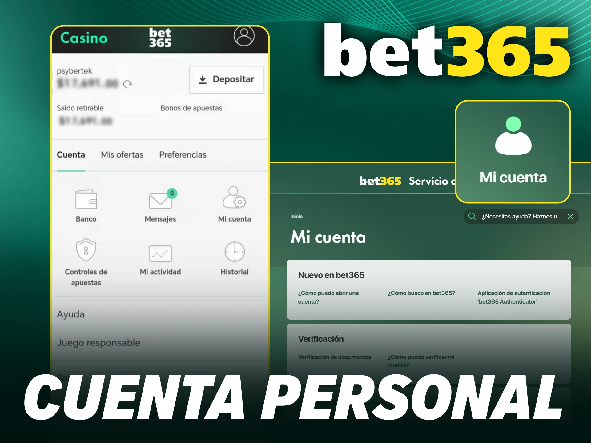 Gestiona tu perfil personal después de regístrate en Bet365.