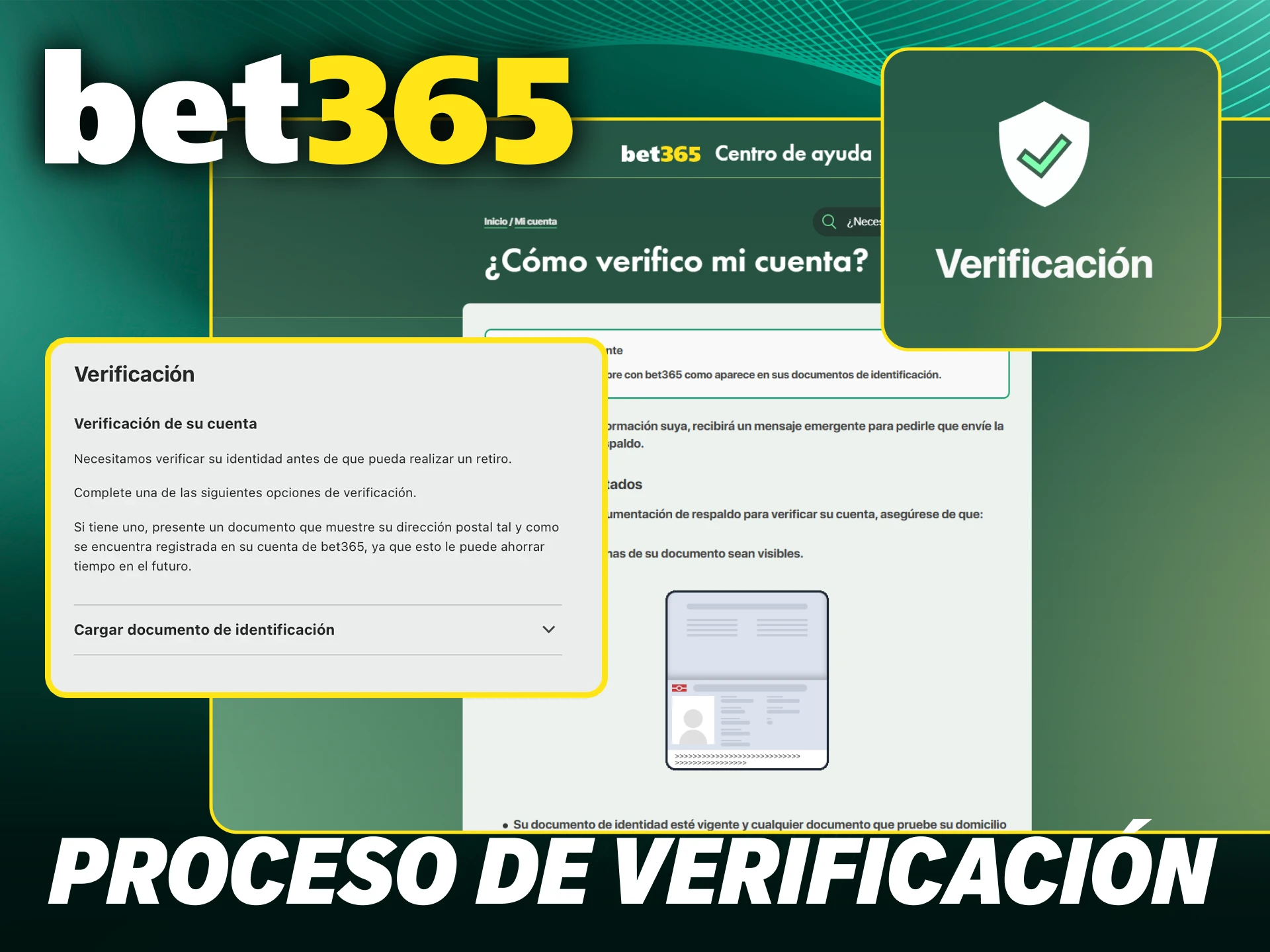 Finaliza la verificación después de registrarte en Bet365.