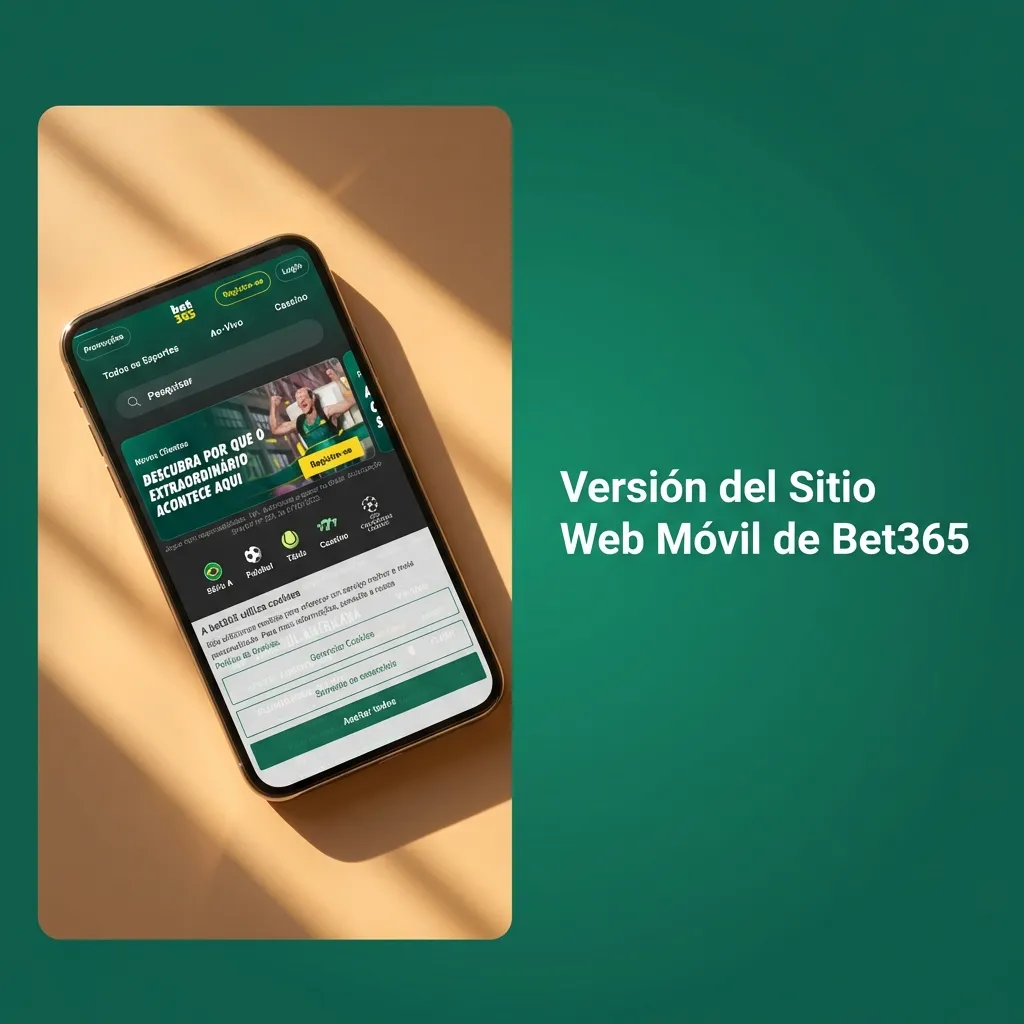 Interfaz móvil de Bet365 mostrando opciones de apuestas deportivas y casino en smartphone